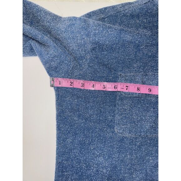 Vintage FIVE BROTHER Flannel Shirt Button Mens Large 90s USA chamois cloth Blue - Picture 4 of 10